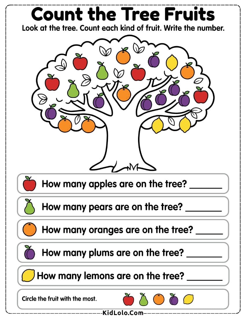Kindergarten Counting Objects Worksheets