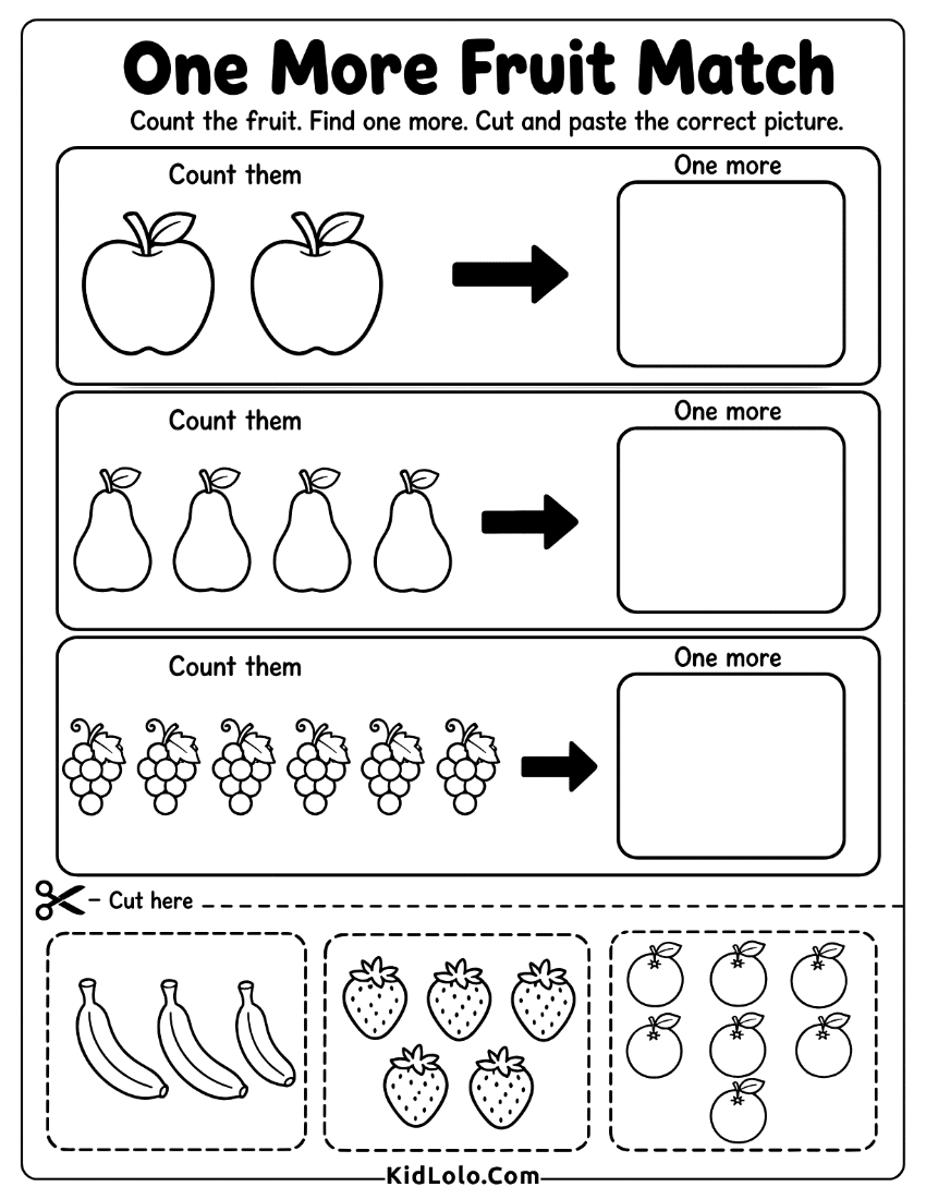 One more worksheet with fruit groups and cut and paste answer pictures.